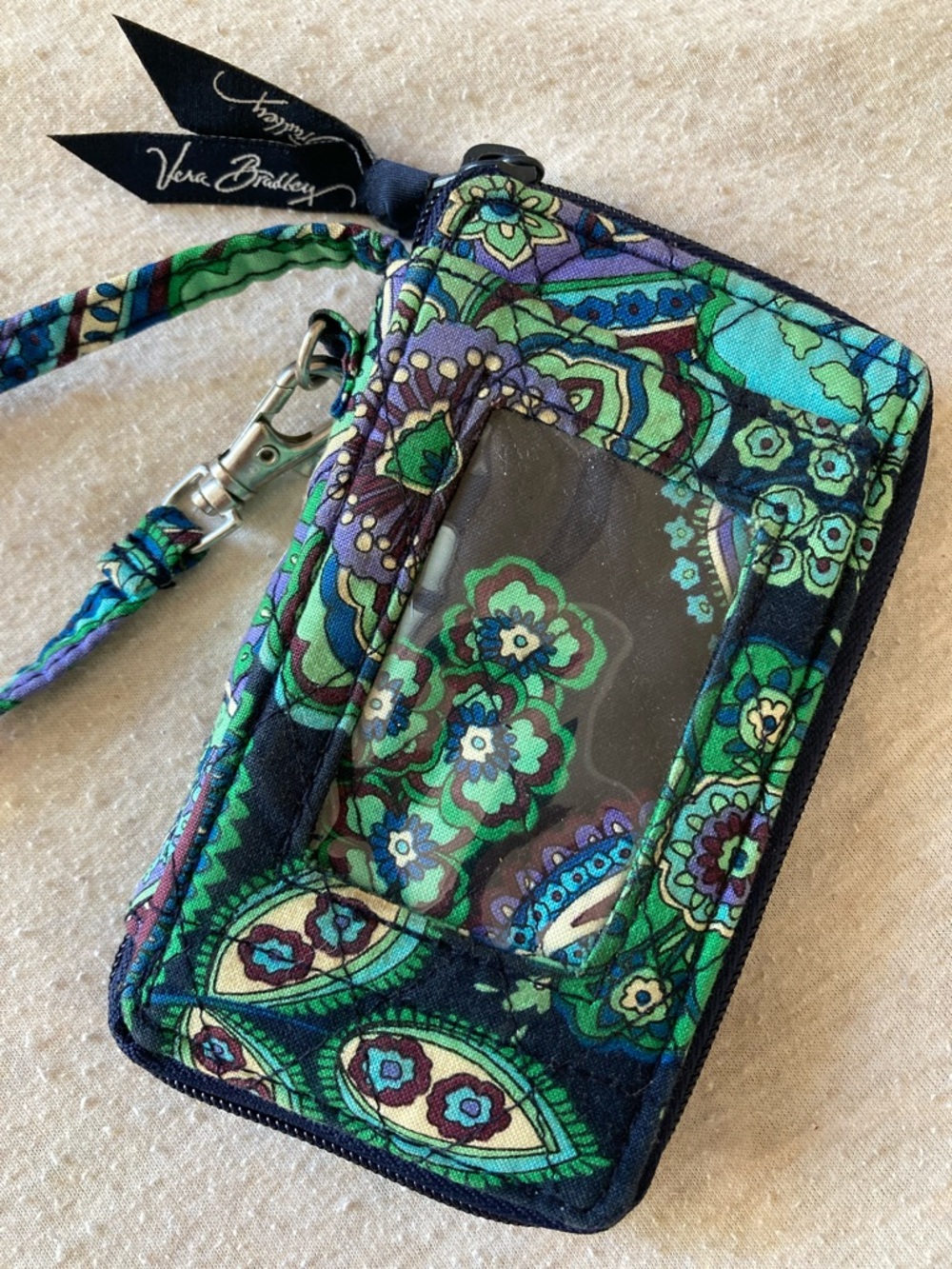Vera Bradley Floral Paisley Zip Phone Wallet Wristlet